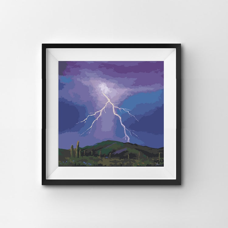 Painting By Number Lightning bolt in the dry desert