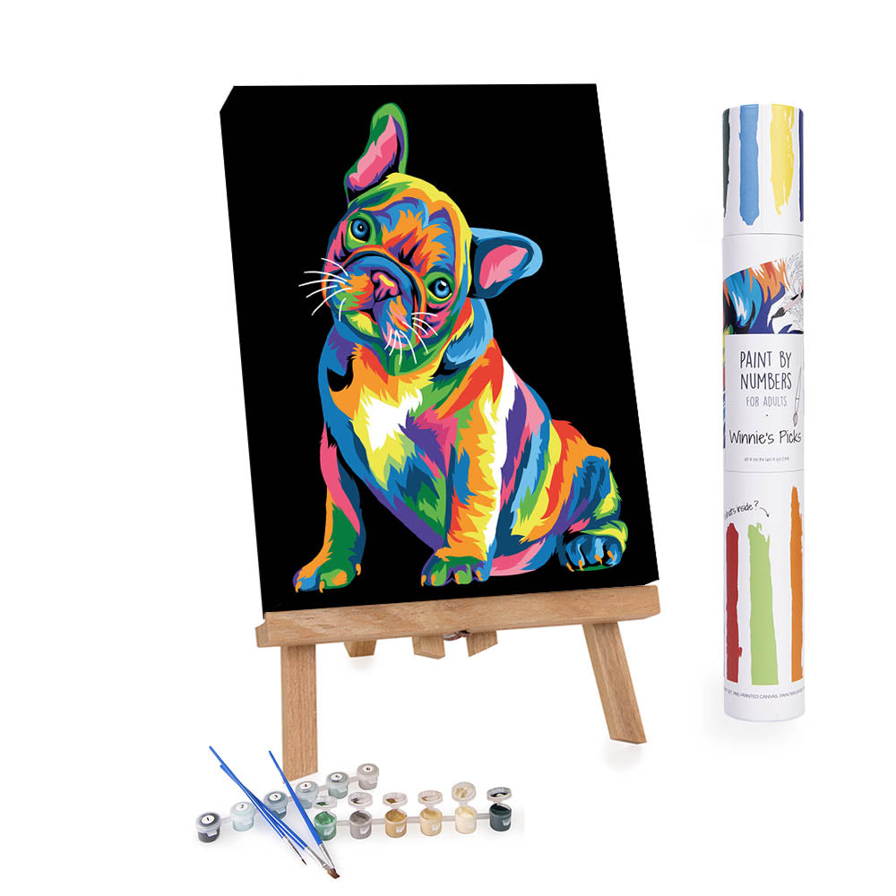 Colorful French Bulldog paint by numbers
