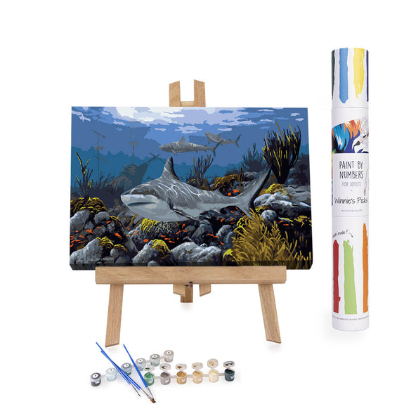 sharks and a sunk ship painting kit