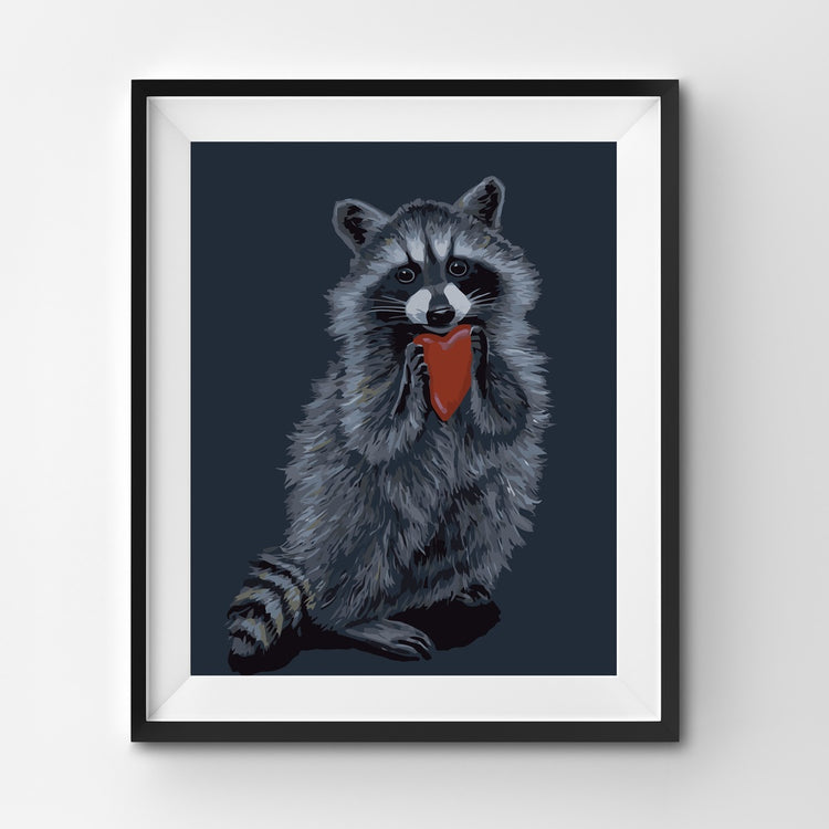 Painting By Number Wild Raccoon wants to give a heart