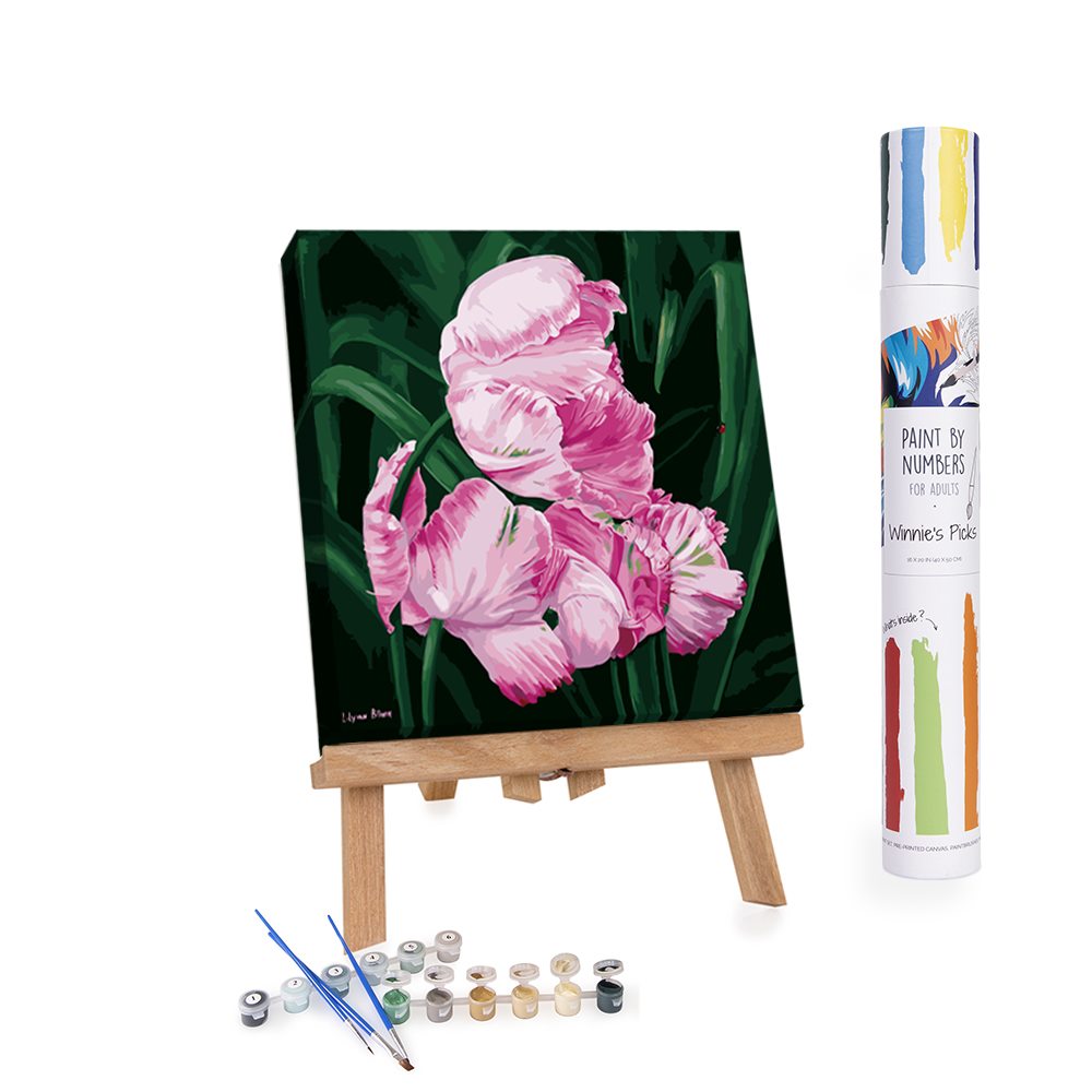 Pink flowers painting by numbers