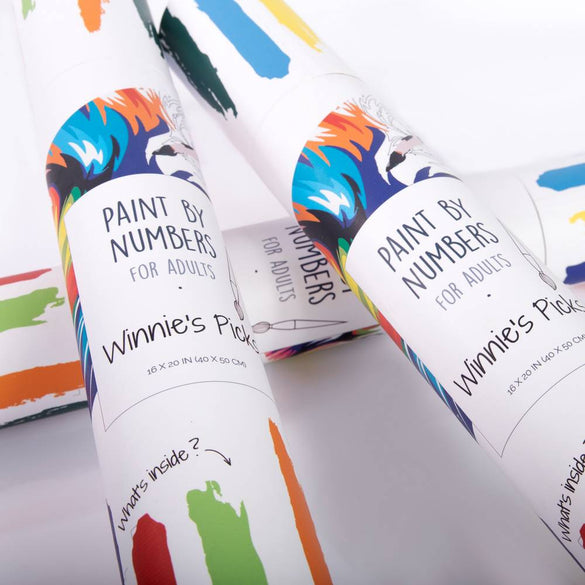 Beautiful paint by numbers tube packaging