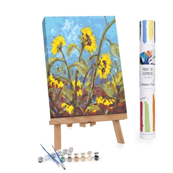 Paint By Numbers Adults Sunflowers Sun Field Blue Sky