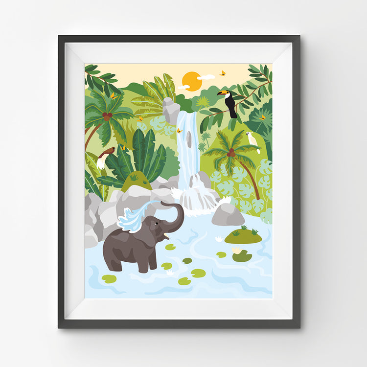 Jungle, elephant and waterfall painting kit