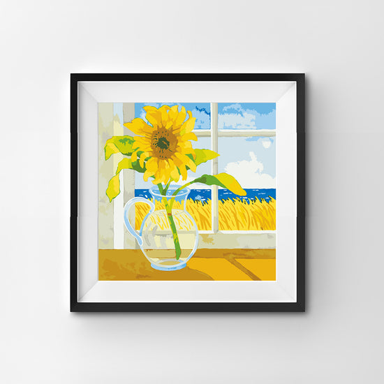 Flower in a vase in front of the sea painting kit