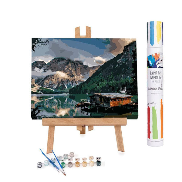 Winnie's Picks Adult Paint by Numbers Kit, 16 x 20, A Norwegian Fjord  Cabin - Advanced