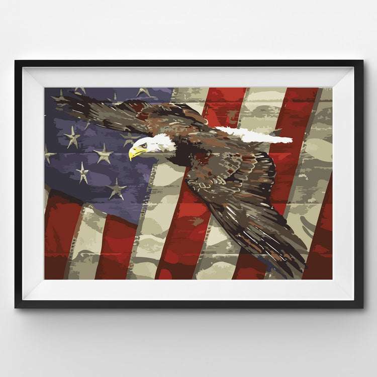 eagle flying on united states flag painting by numbers