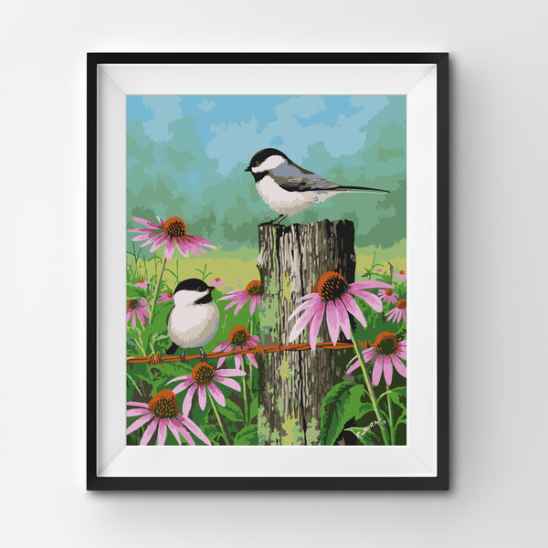 Chickadees and Coneflowers