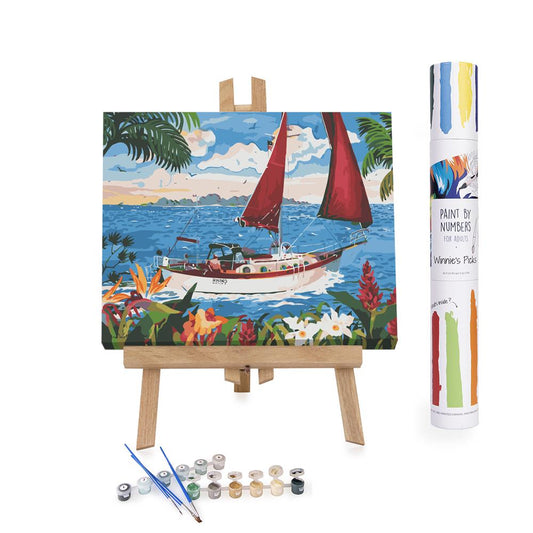 Marigot Bay St-lucia Beach Paint by Numbers Kit for Adults Free Shipping  From California, USA 