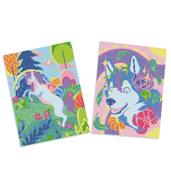 unicorn and husky paint by numbers kit for kids