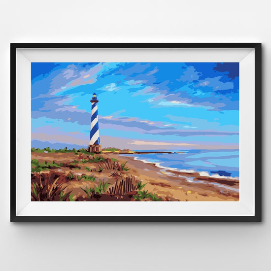 Painting By Number Ocean Sand Dunes Lighthouse Seaside