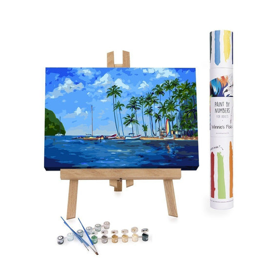 Paint By Numbers Adults Sea Sun Sand Palm Trees